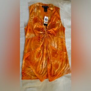 INC International Concepts Orange Tie-Dye Top